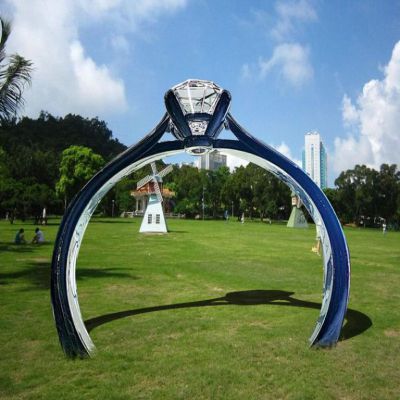 不锈钢发光戒指标志文化雕塑