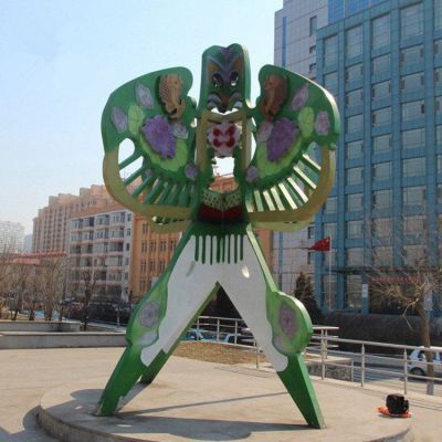 儿童放风筝民俗景观铜雕
