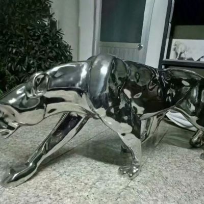 不锈钢动物豹雕塑