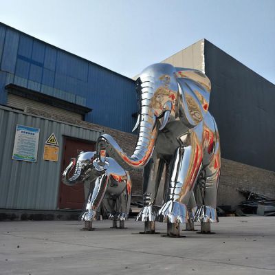 不锈钢大象标志景观雕塑