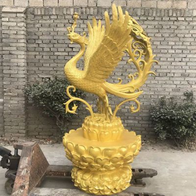 广场凤凰动物标志铜雕