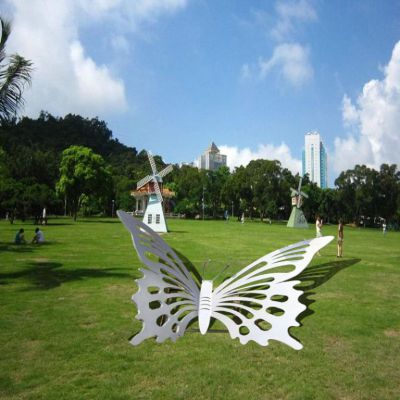 不锈钢蝴蝶公园动物雕塑
