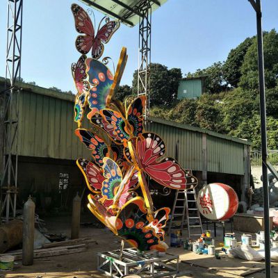 不锈钢蝴蝶飞翔动物雕塑