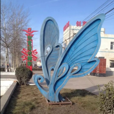 不锈钢彩绘蝴蝶动物雕塑