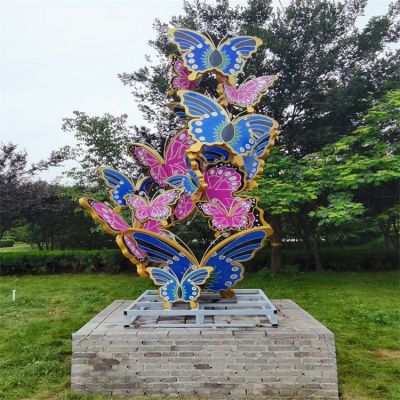 不锈钢蝴蝶园林动物雕塑