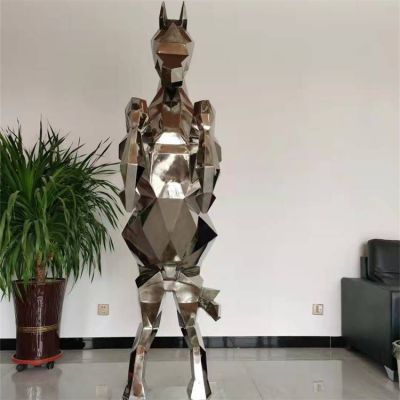 不锈钢马抬腿动物雕塑