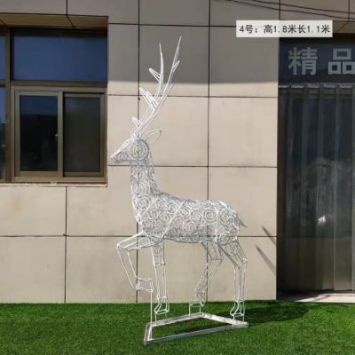 不锈钢叉角鹿动物抽象雕塑