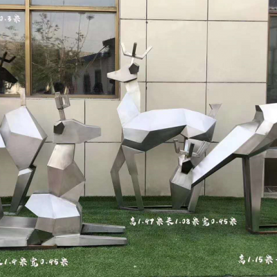 不锈钢情侣动物鹿景观雕塑