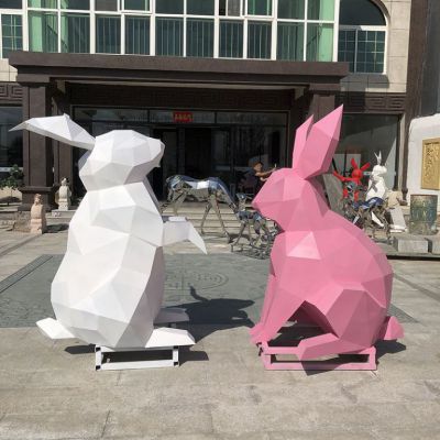 不锈钢城市抽象兔子雕塑