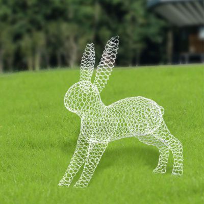 不锈钢公园镂空兔子雕塑