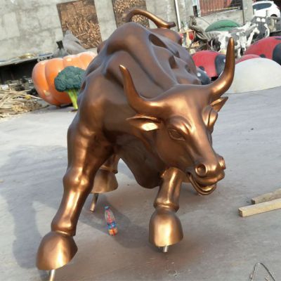 古铜色牛公园动物景观铜雕