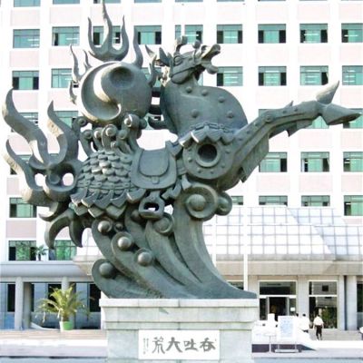 公园动物奔跑马铜雕