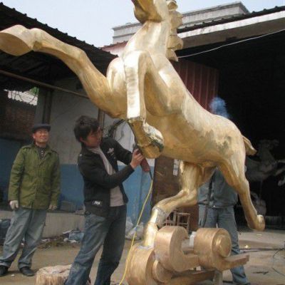 彩绘马城市动物景观铜雕