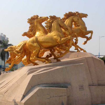 园林奔马动物景观铜雕
