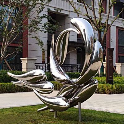 不锈钢抽象鱼动物标志雕塑