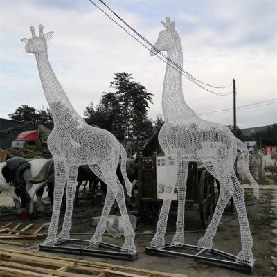 不锈钢长颈鹿动物标志雕塑