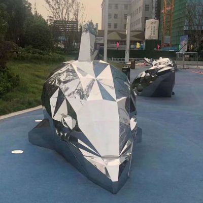 不锈钢胖鱼镂空动物雕塑