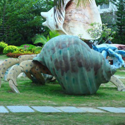 小孩与海螺公园小品铜雕