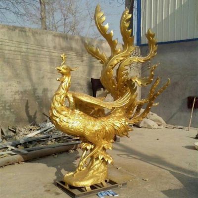 金色凤凰动物标志铜雕