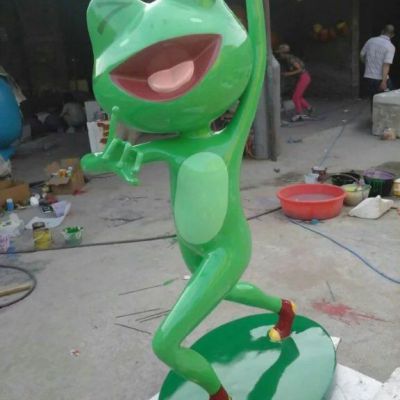户外不锈钢青蛙坐式雕塑