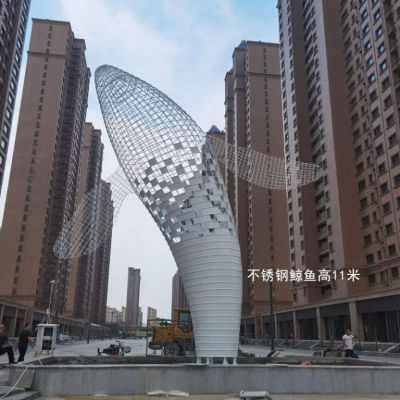 不锈钢海豚动物雕塑