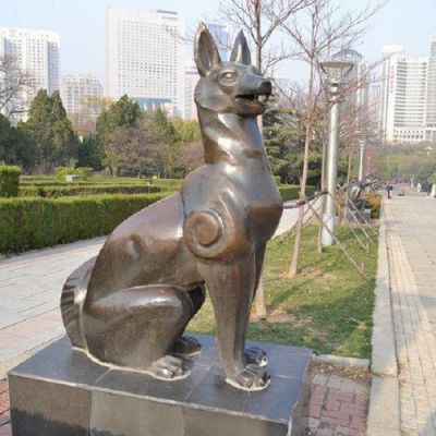 户外小狗坐式动物铜雕
