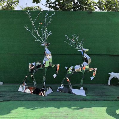 园林不锈钢鹿动物雕塑