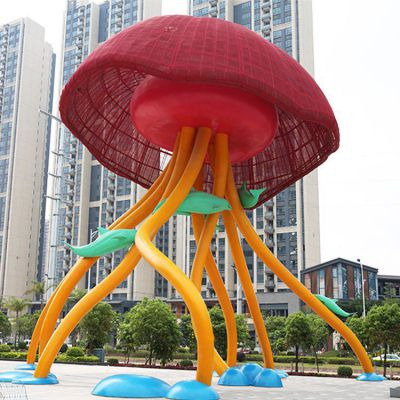 街边不锈钢水母动物雕塑