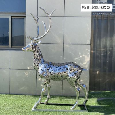花纹卧姿鹿不锈钢雕塑