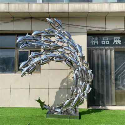 镜面鱼群不锈钢雕塑