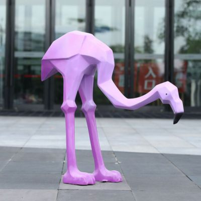 火烈鸟动物不锈钢雕塑