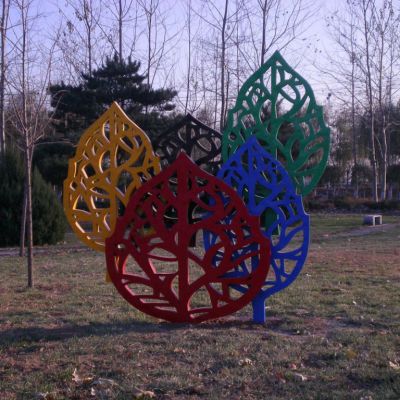 不锈钢树叶景观雕塑