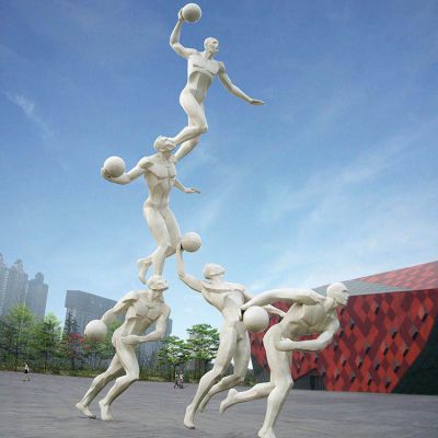 不锈钢打篮球景观雕塑