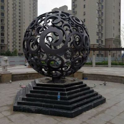 户外镂空球景观铜雕