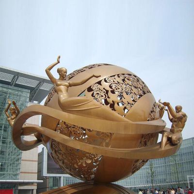 广场地球仪抽象铜雕