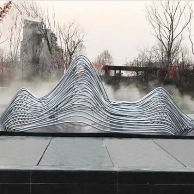 不锈钢镂空假山别墅雕塑