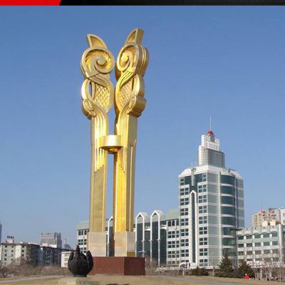 不锈钢金色钥匙抽象雕塑