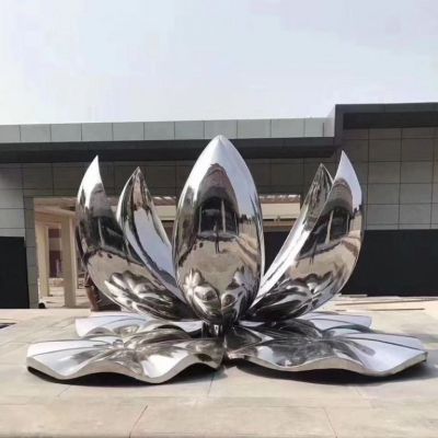 不锈钢抽象荷花景观雕塑