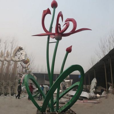 不锈钢荷花户外标志雕塑