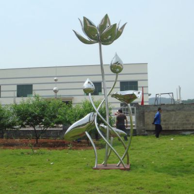 不锈钢户外荷叶景观雕塑