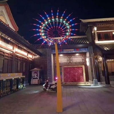 不锈钢发光紫色风动雕塑
