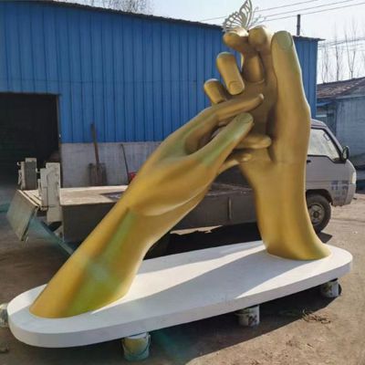 不锈钢公园抽象双手雕塑