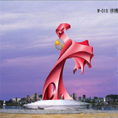 不锈钢公园红色抽象景观雕塑
