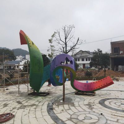不锈钢彩带之星景观雕塑