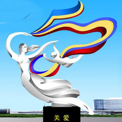 不锈钢关爱女孩景观雕塑