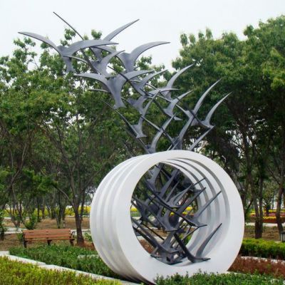 不锈钢校园大雁景观雕塑