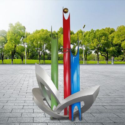 不锈钢校园几何景观雕塑