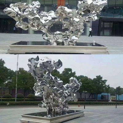 不锈钢镜面太湖石雕塑