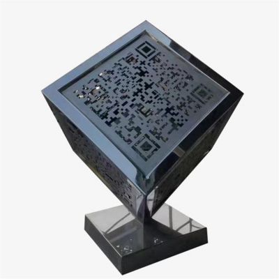 不锈钢魔方镂空景观雕塑