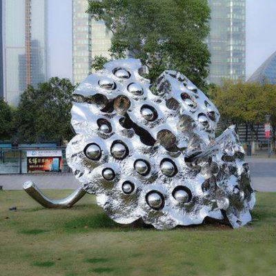 不锈钢莲蓬标志景观雕塑